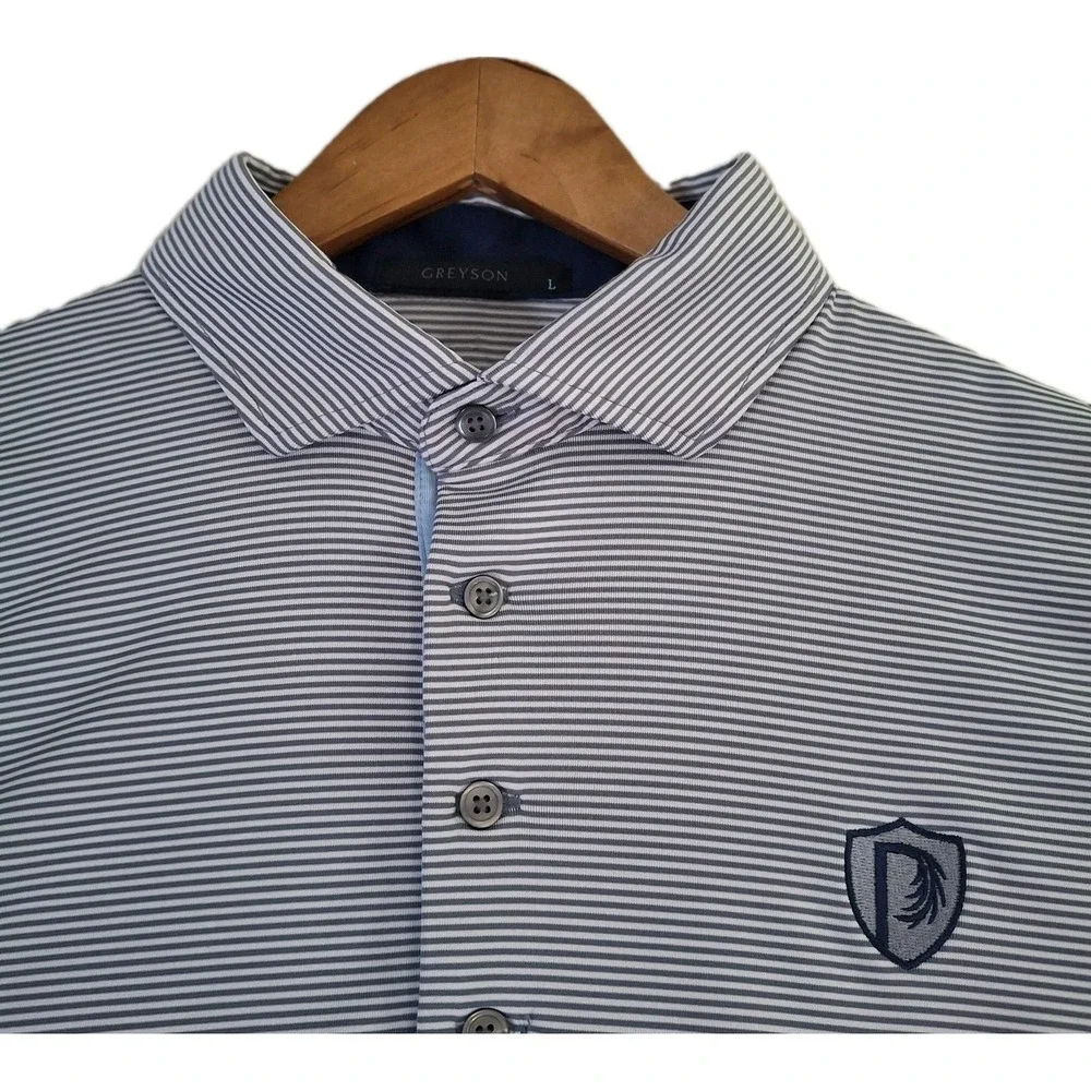 Greyson Polo Shirt Men's L Gray Striped Parkland Golf & Country Club Performance - Picture 1 of 8
